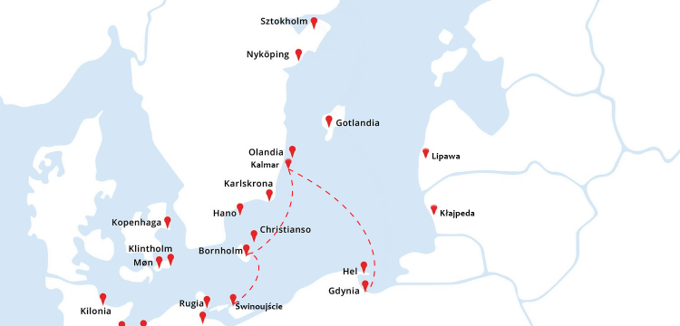 mapa rejsu Świnoujście - Bornholm - Kalmar - Gdynia Karty podstawowe