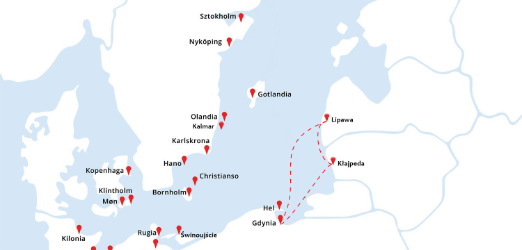 Mapa rejsu Gdynia - Kłajpeda - Lipawa - Gdynia